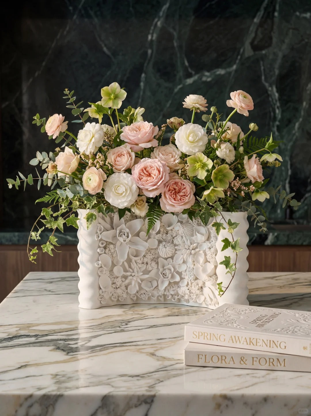 White Floral Relief Vase: A Quiet Statement for Considered Spaces