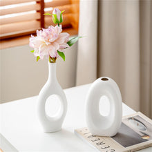 Cadrune White Ring Ceramic Vase