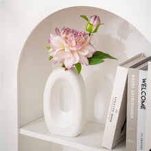 Cadrune White Ring Ceramic Vase
