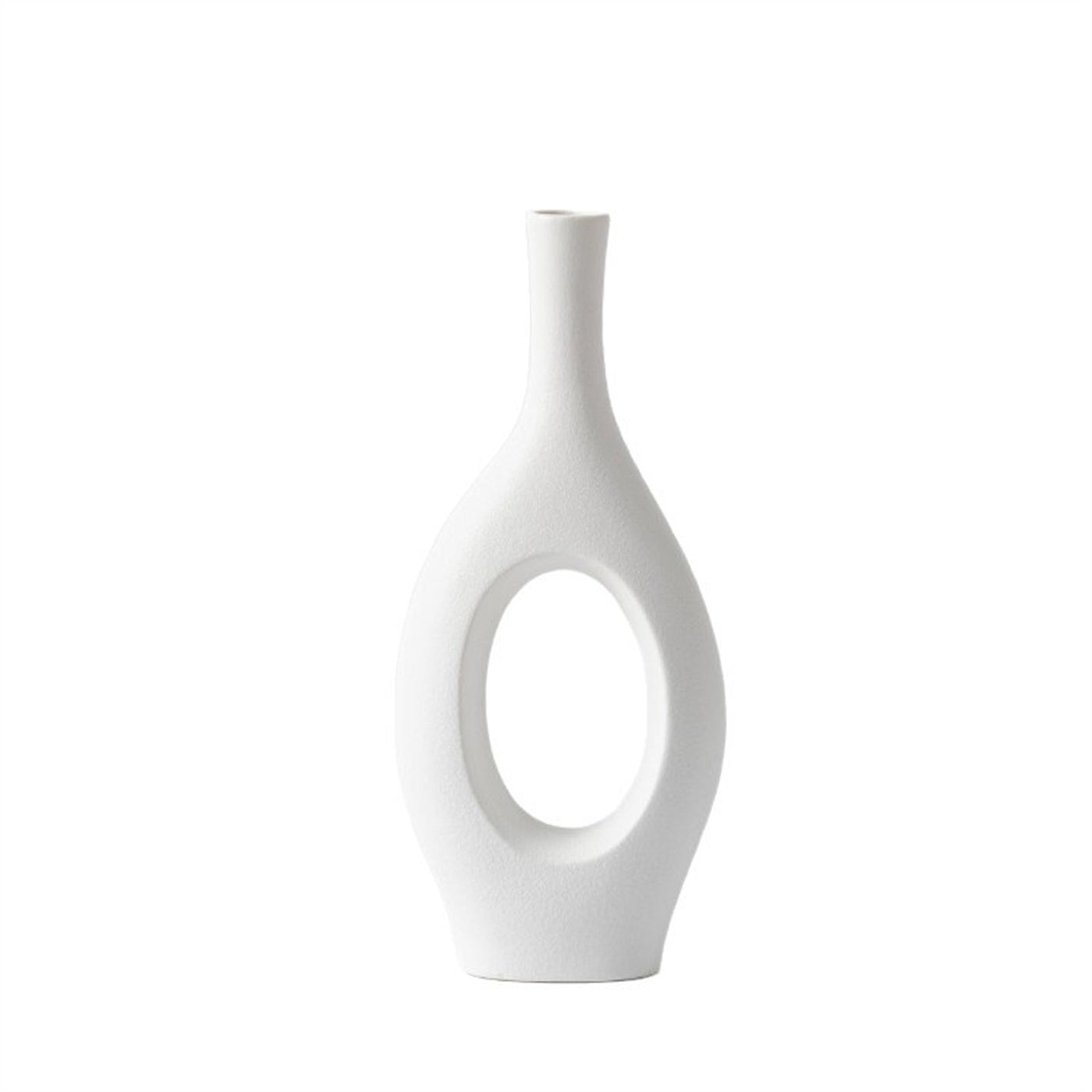 Cadrune White Ring Ceramic Vase