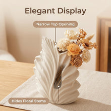 Cadrune White Leaf Ceramic Vase