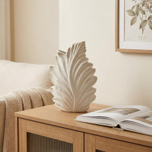 Cadrune White Leaf Ceramic Vase