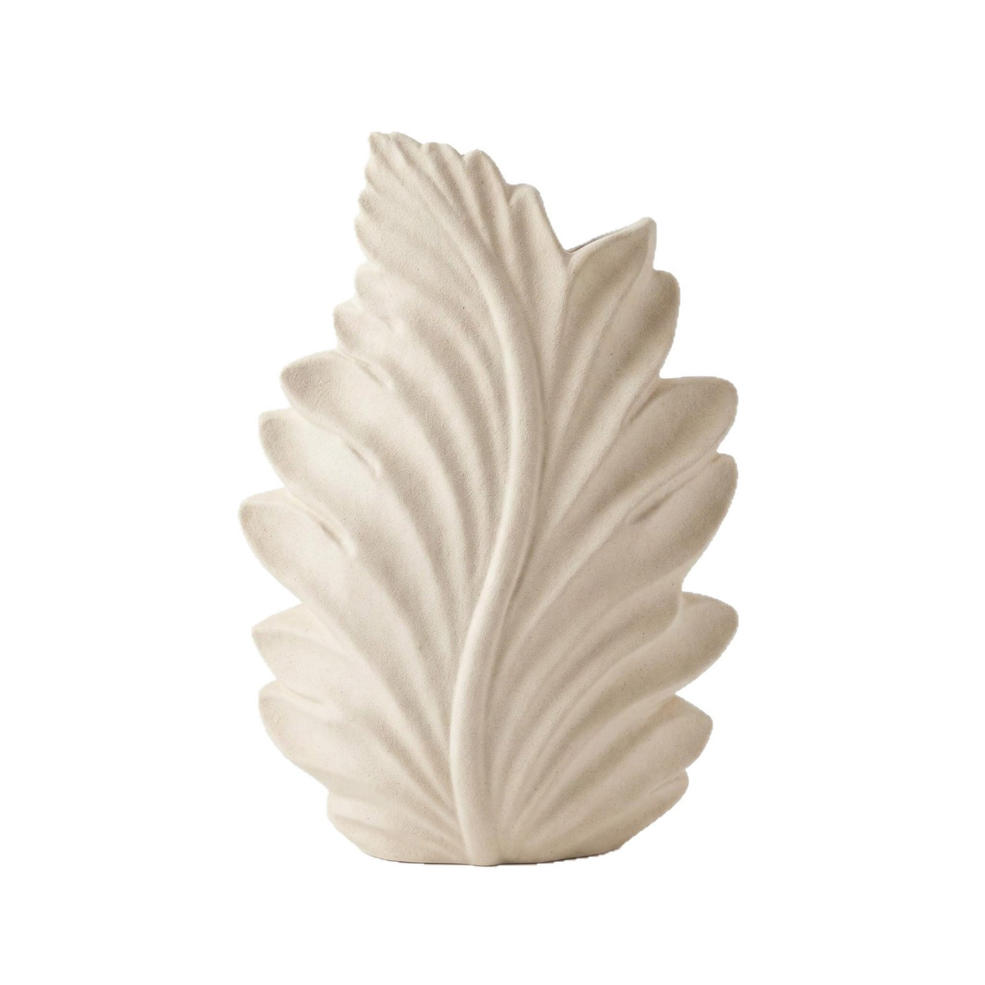 Cadrune White Leaf Ceramic Vase